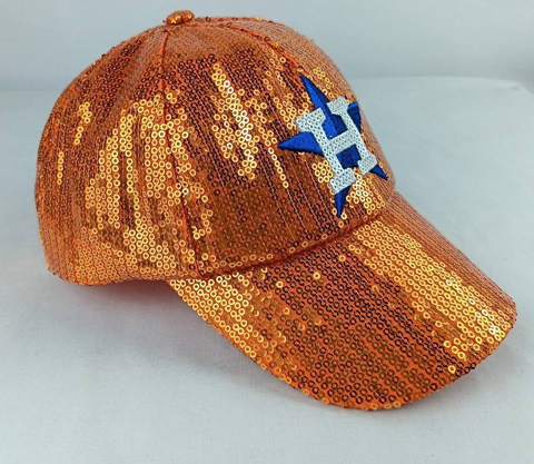 Houston Astros Baseball Sequin Cap Orange