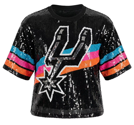 San Antonio Spurs Black Sequins Boxy Top