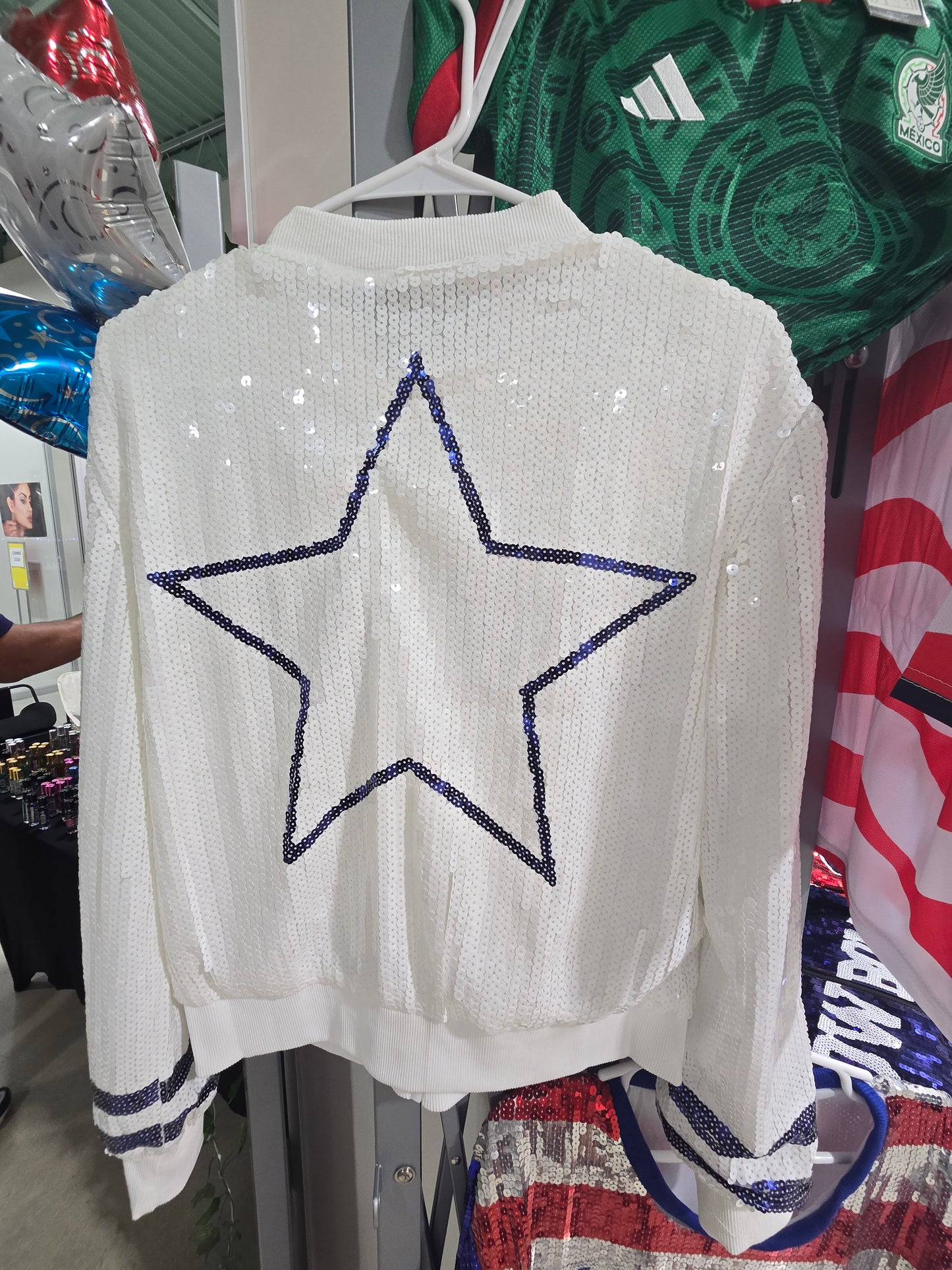 Dallas Cowboys White Sequin Zip Jacket
