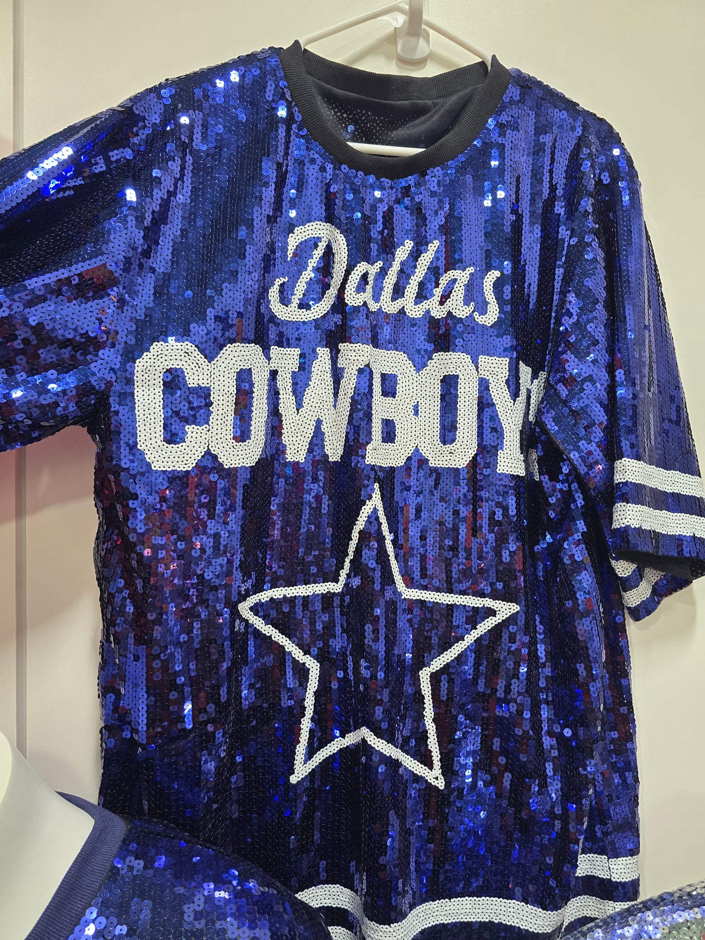 Dallas Cowboys Navy Blue Sequin Tshirt Dress