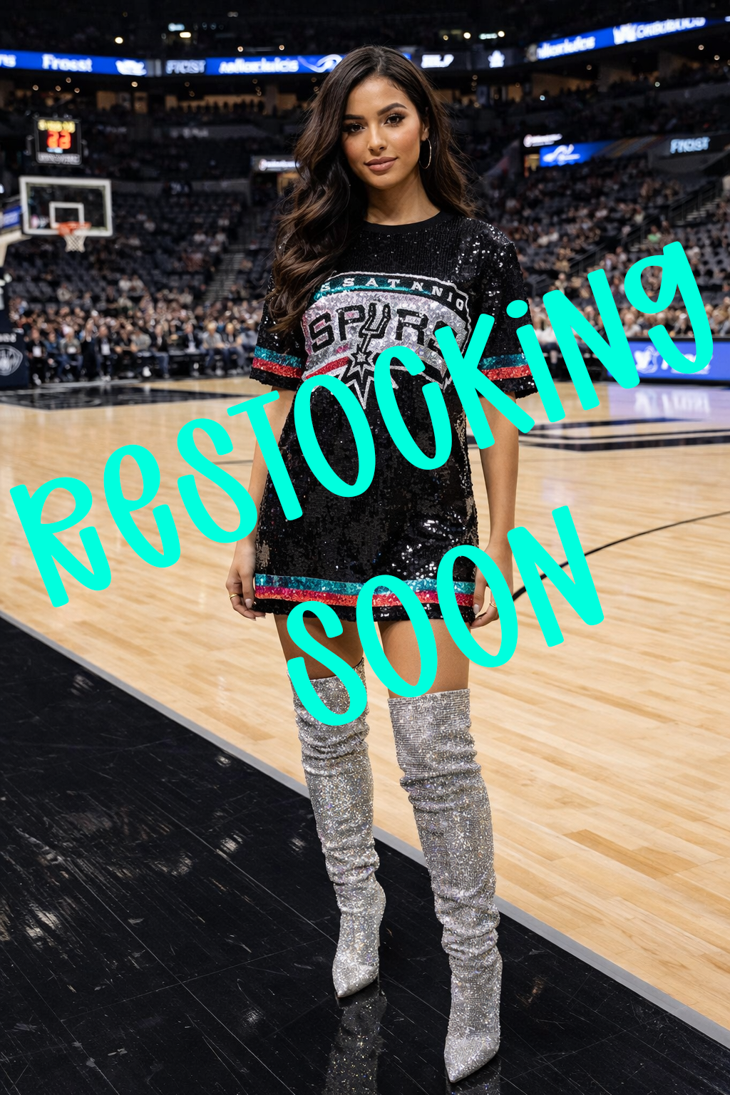 San Antonio Spurs Black Sequins Tshirt Dress