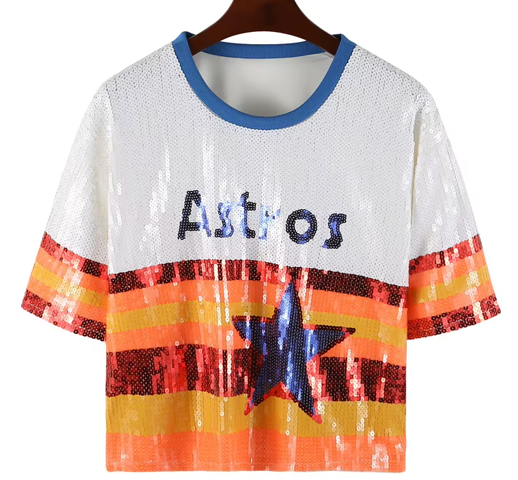 Houston Astros Baseball Sequin Boxy Crop Top