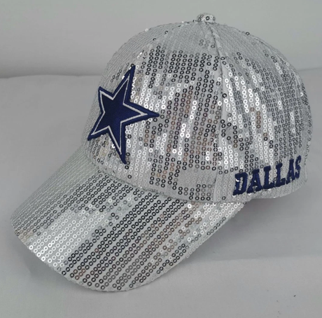 Dallas Cowboys Football Sequin Cap Silver