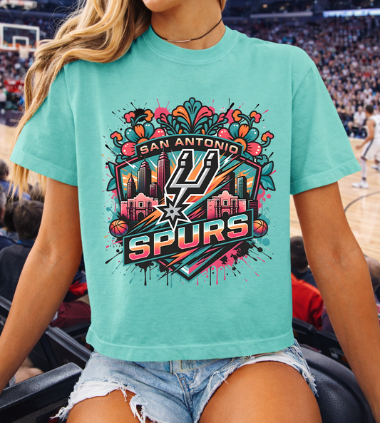 Spurs Burst Boxy Crop Shirt