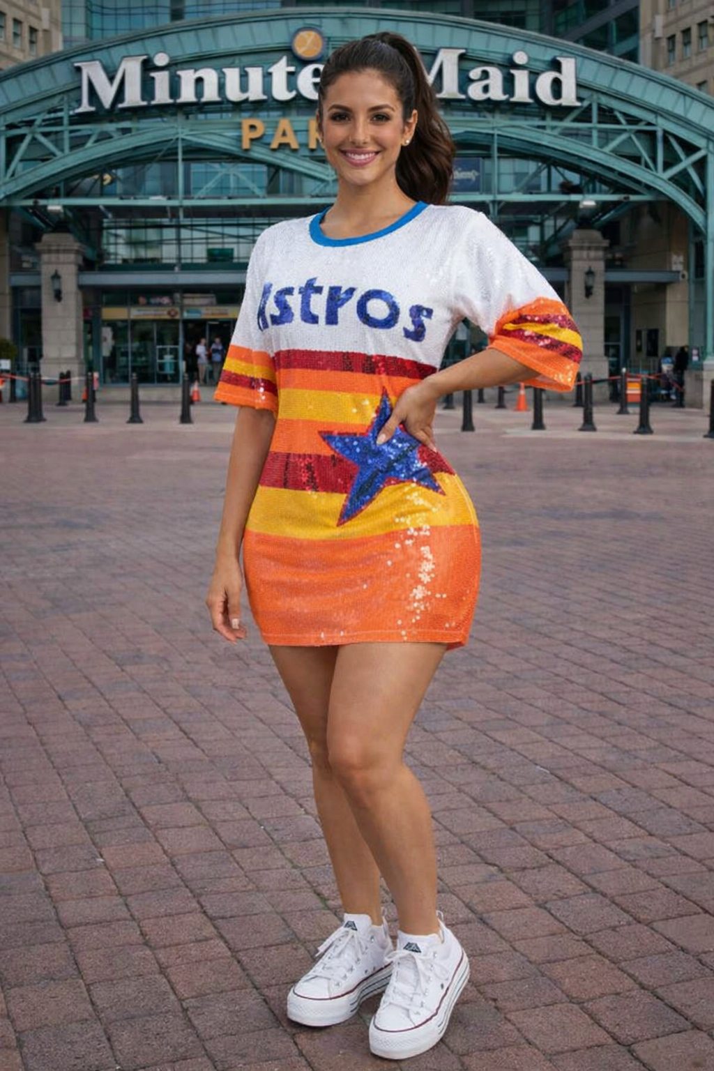 Houston Astros Baseball Sequin Tshirt Dress