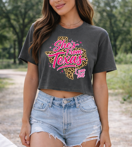 She's From Texas Boxy Crop Tshirt