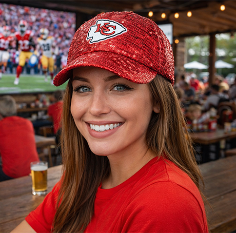 Kansas City Chiefs Football Sequin Cap Red