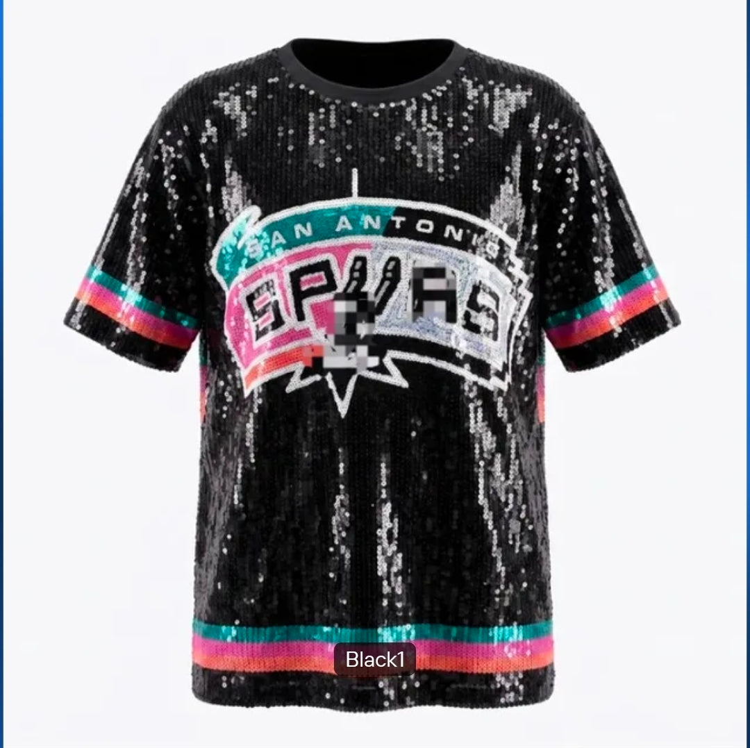 San Antonio Spurs Black Sequins Tshirt Dress
