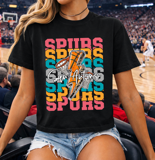Spurs Stacked Boxy Crop Tshirt