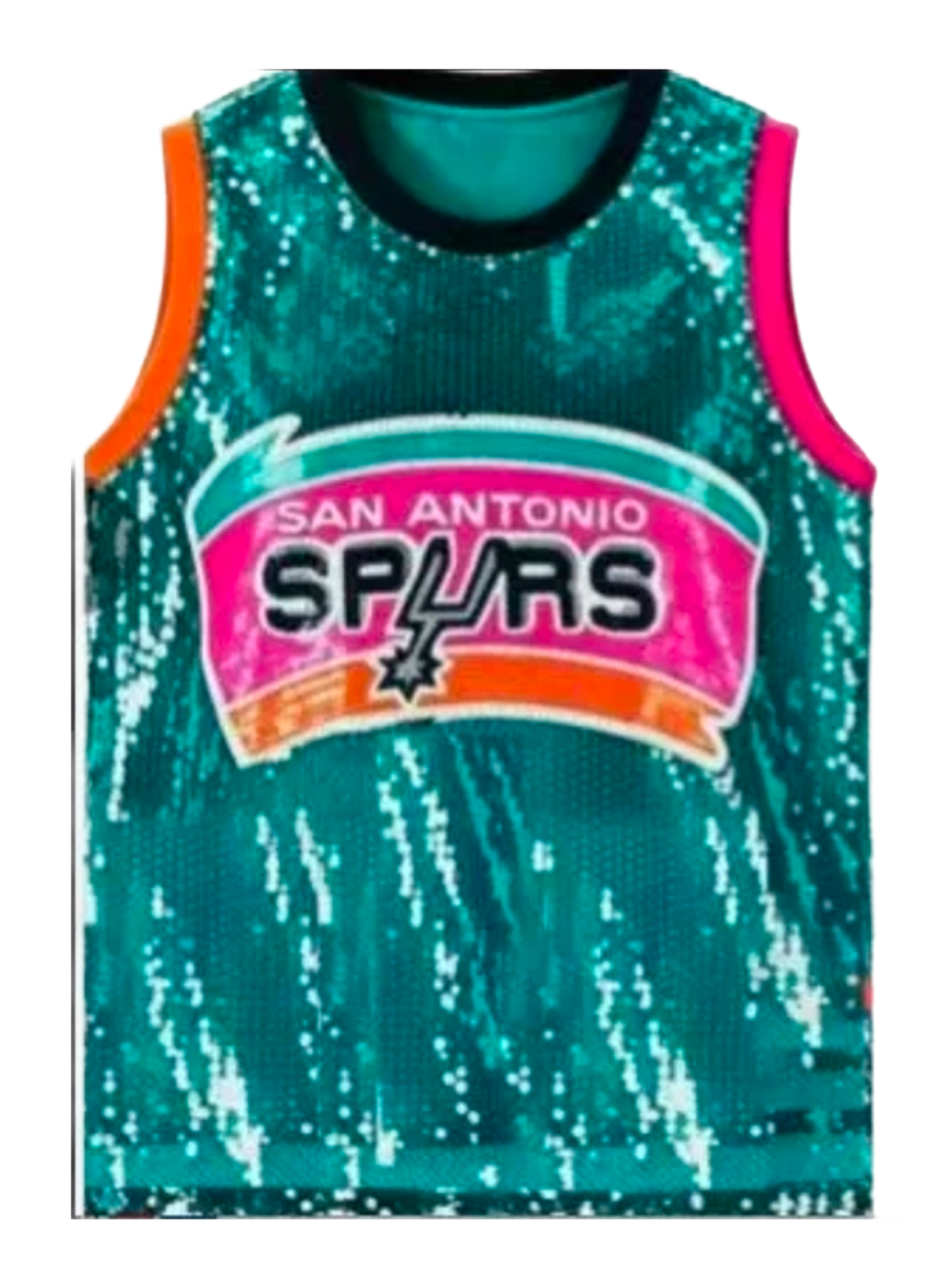 San Antonio Spurs Turquoise Teal Sequin Tank Top Jersey