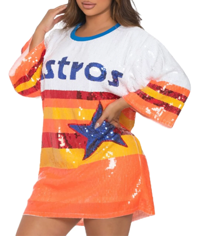 Houston Astros Baseball Sequin Tshirt Dress