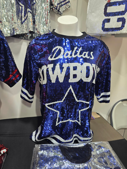 Dallas Cowboys Navy Blue Sequin Tshirt Dress