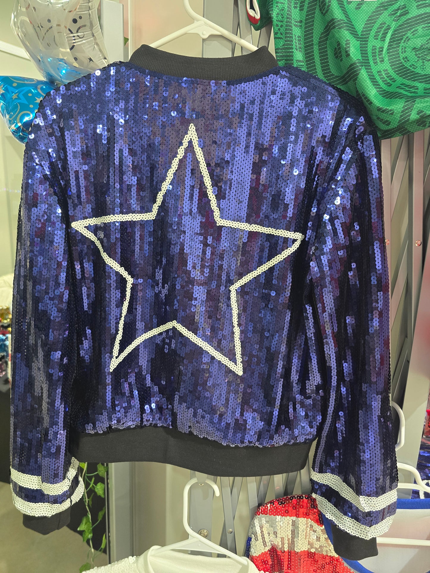 Dallas Cowboys Navy Blue Sequin Zip Jacket