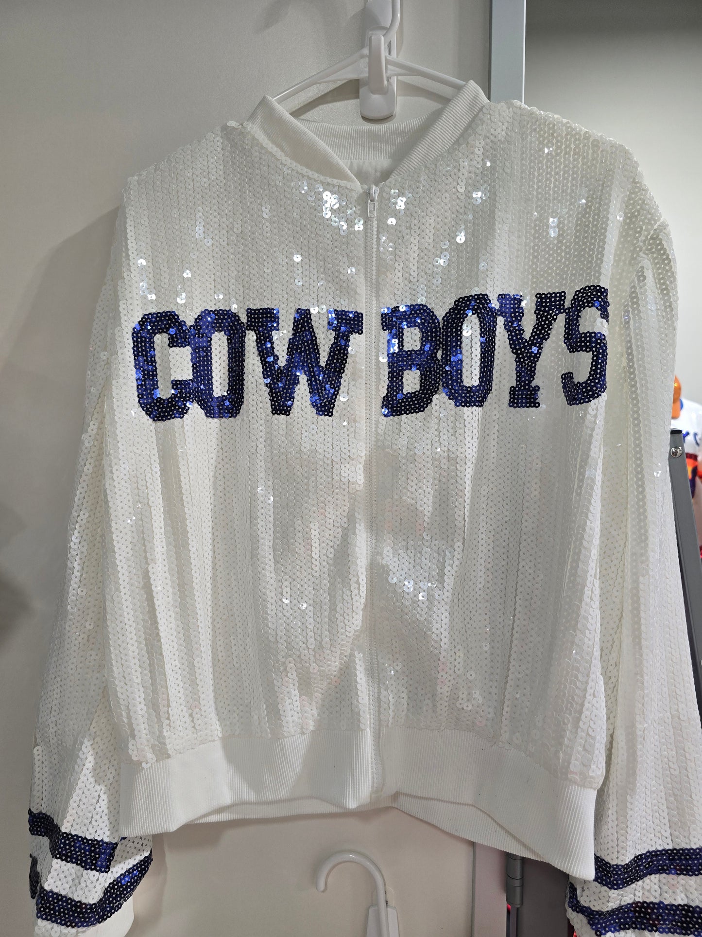 Dallas Cowboys White Sequin Zip Jacket