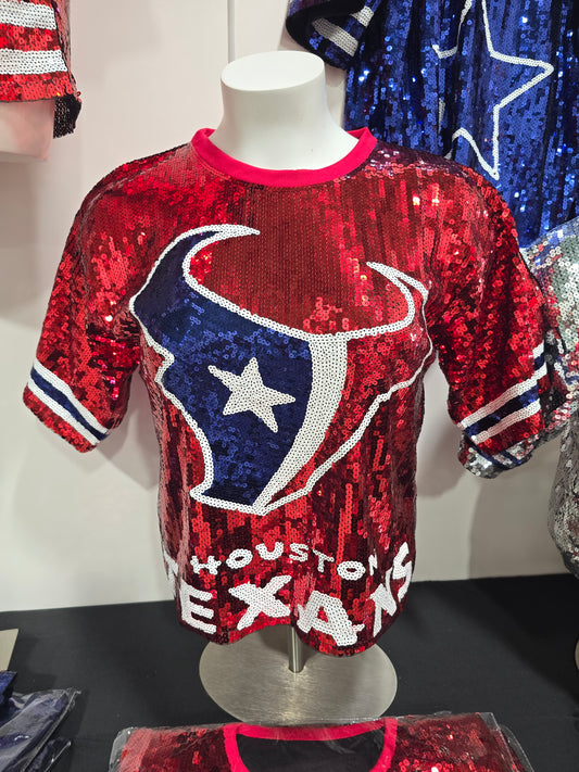 Houston Texans Red Sequin Boxy Top